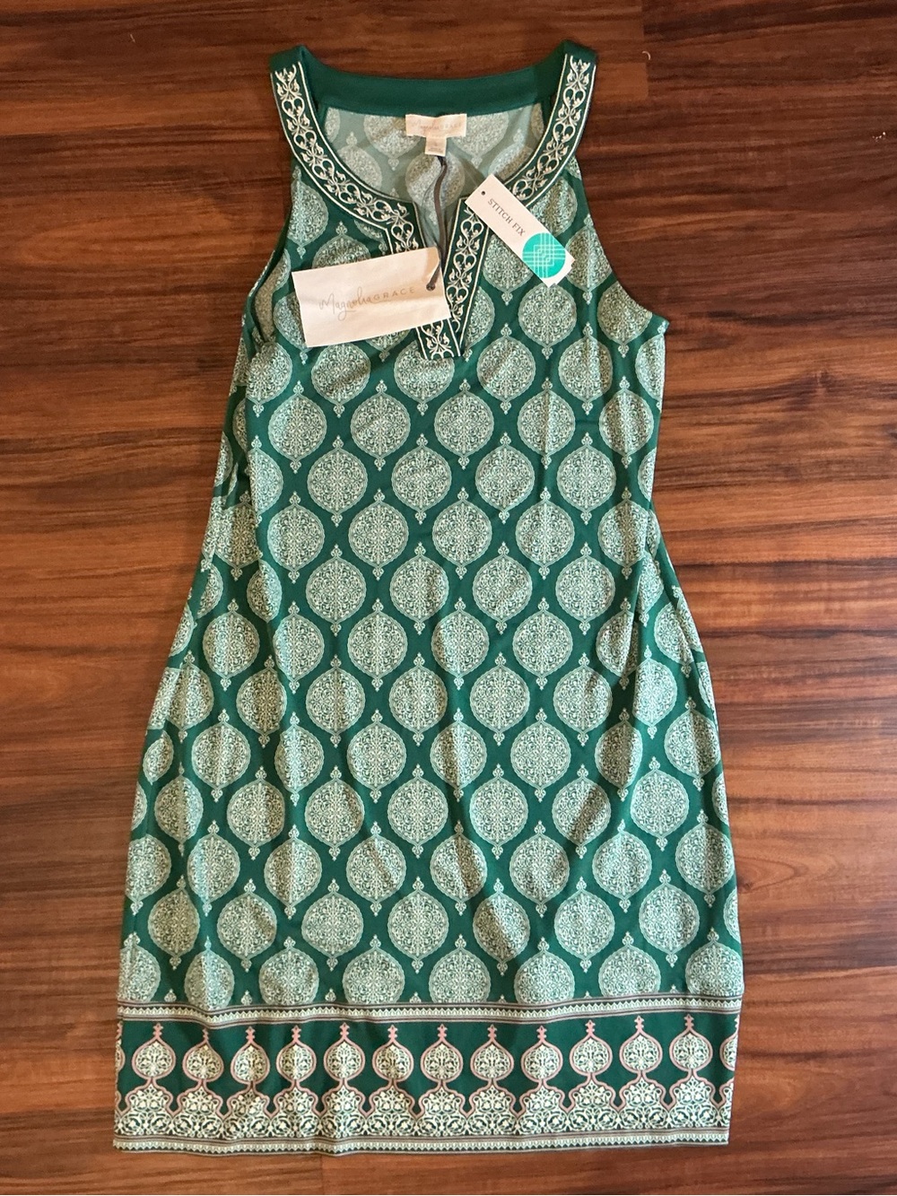 Magnolia Grace Filippa Embroidered Shift Dress NWT Small Green Stitch Fix